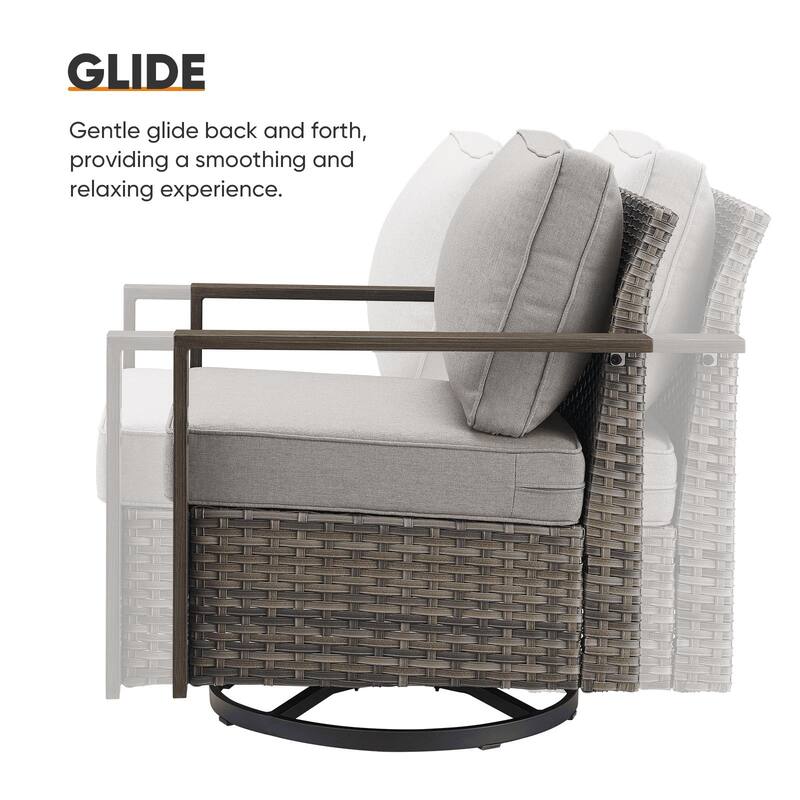 Pocassy 4/6/8PCS Sofa Swivel Chair with Fire Pit Table Set