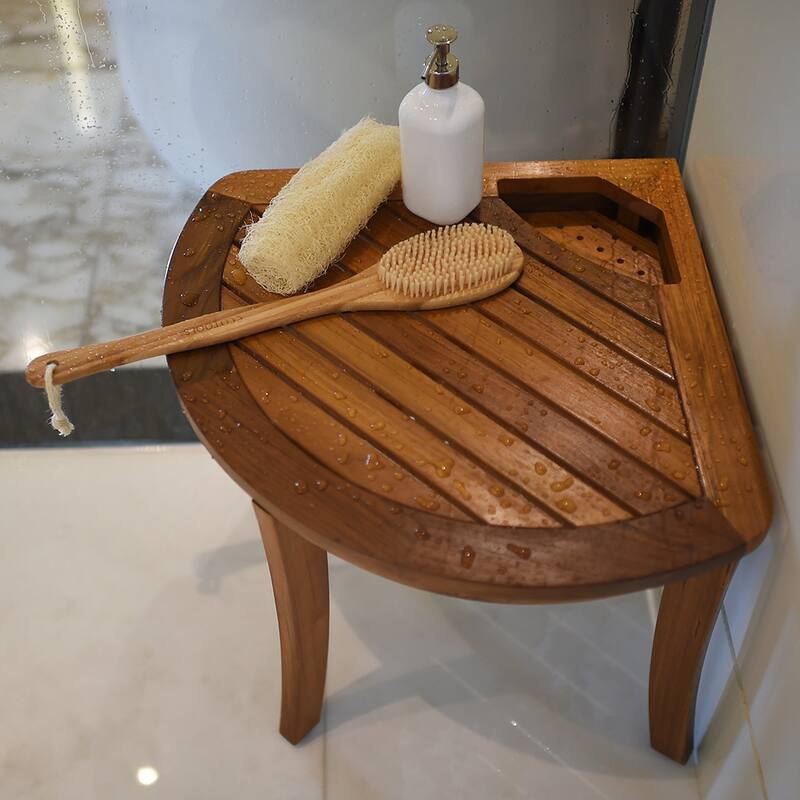 Cambridge Casual Estate Spa Teak Corner Shower Stool