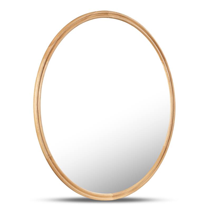 NADAAL STUDIOS Olyen Mirror, Oval Solid Walnut Frame with Double Edge Detail, Natural Walnut