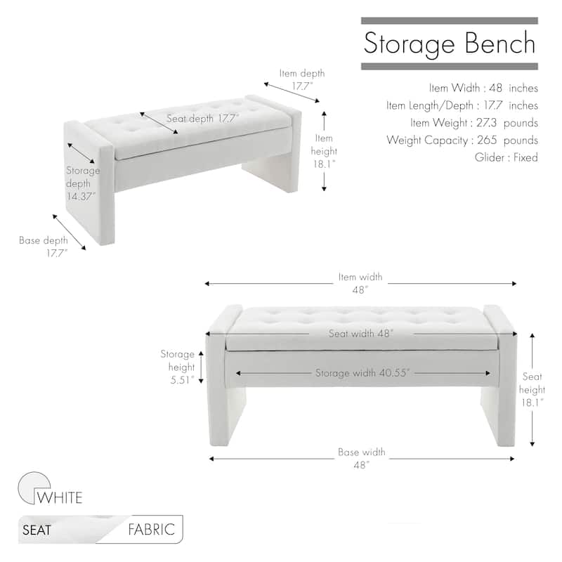 Porthos Home Etta Boucle Fabric Storage Bench
