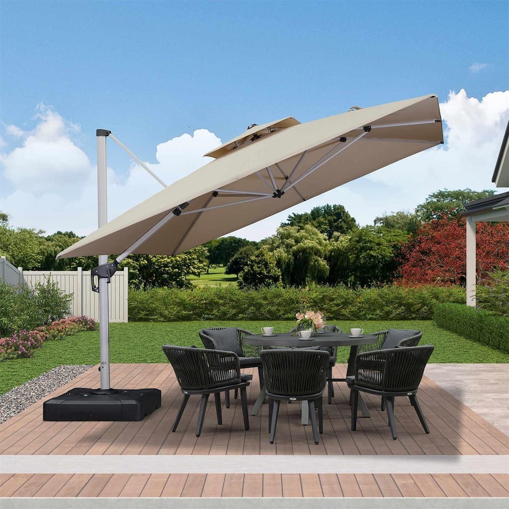 PURPLE LEAF 11ft Square Patio Cantilever Umbrella with Base Included