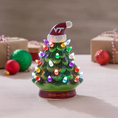 8" LED Ceramic Tabletop Christmas Tree, Virginina Tech