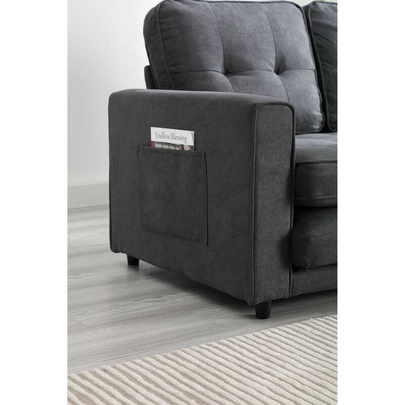 Space-Saving 3 Fold Sofa Bed - Velvet Linen Futon Couch with Pull-Out Bed, Perfect for Small Living Areas