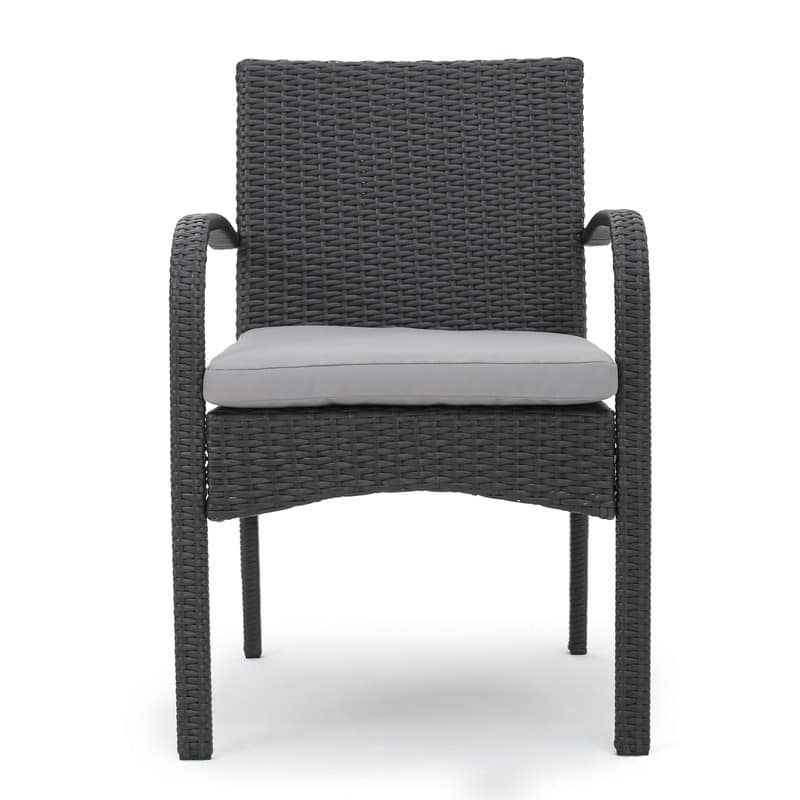 2-Piece PE Wicker Outdoor Dining Chair Set with Cushions