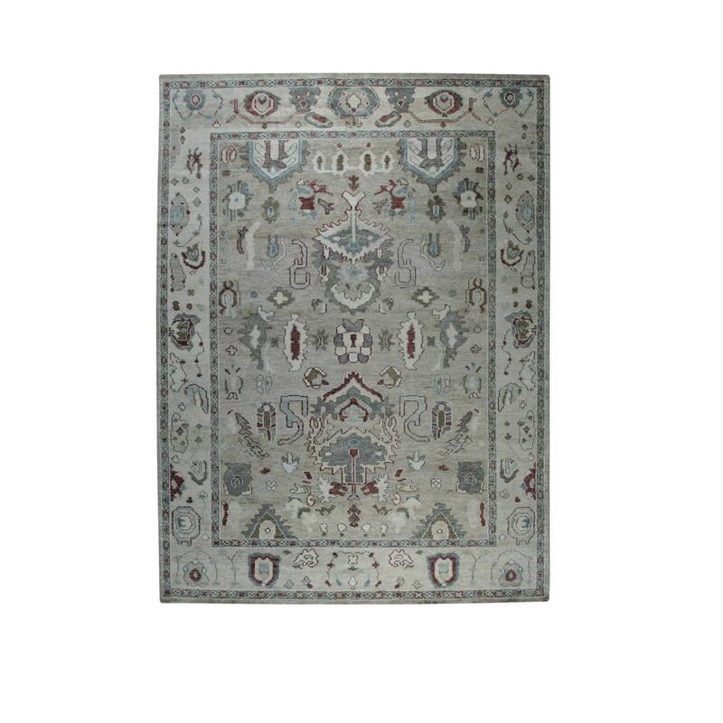 Hand-Knotted Wool Oushak Rug, 8' x 10', Ivory Area Rug, Elegant Soft Texture for Home Interiors - L