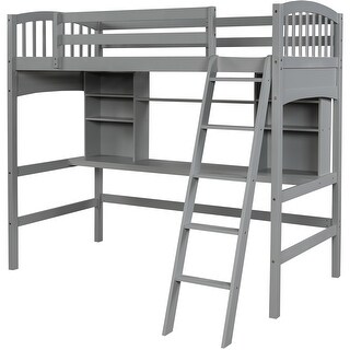 Twin Loft Bed with Desk and Shelves, Space-Efficient Design