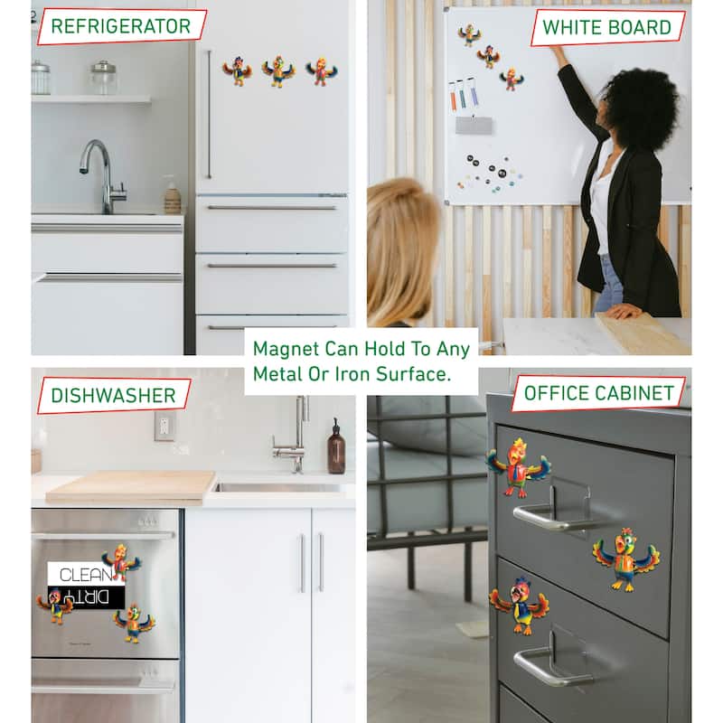 CoTa Global Parrot Refrigerator Bobble Magnets Set of 3 - Multicolor
