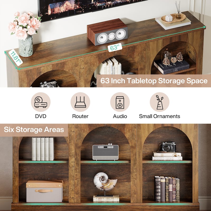 Farmhouse TV Stand for TVs Up to 65 Inches, Farmhouse Entertainment Center with Storage