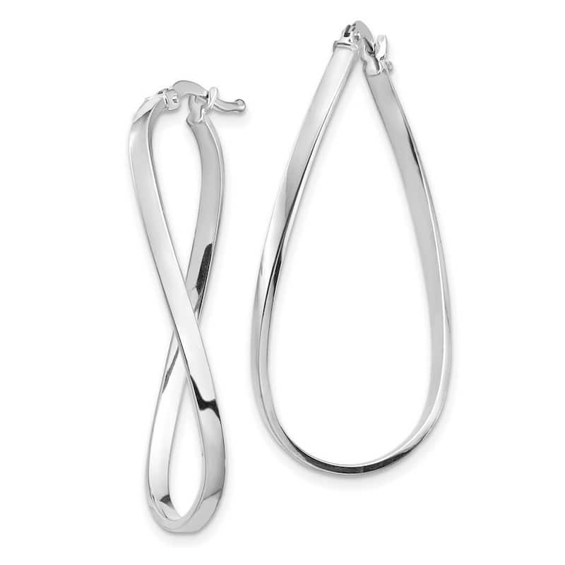 Curata 14k White Gold Polished Wavy Hoop Earrings - 39.17x21.44mm