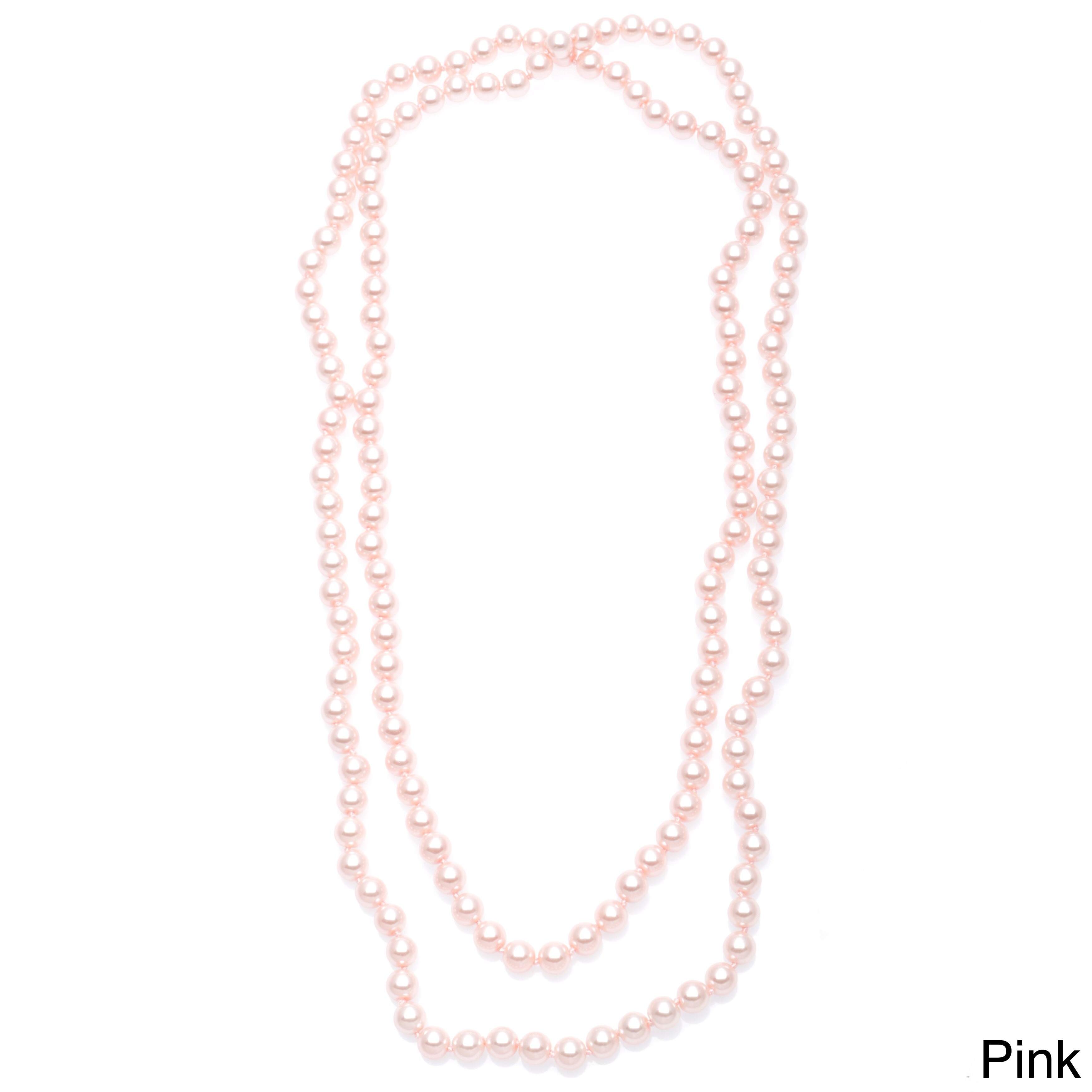 Alexa Starr Hand-knotted Endless 54-inch Glass Pearl Necklace (8-9 mm)