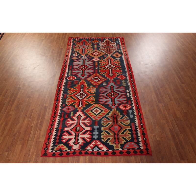 Vegetable Dye Shirvan Antique Area Rug Hand-Woven Wool Carpet - 5'6" x 11'5"