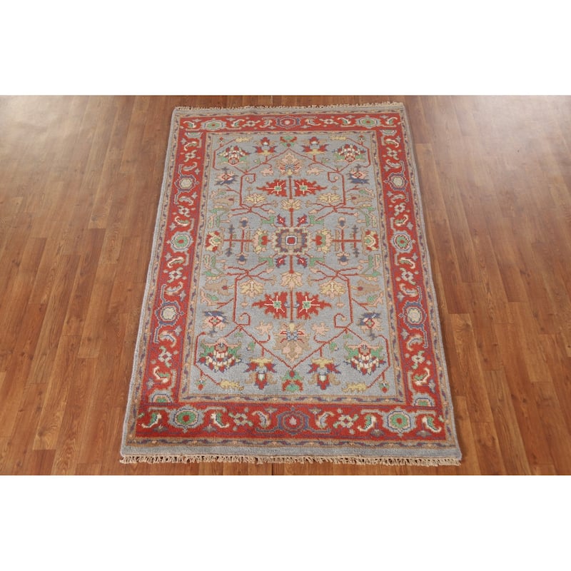 Heriz Serapi Indian Rug Hand-Knotted Wool Carpet - 3'11"x 6'0"