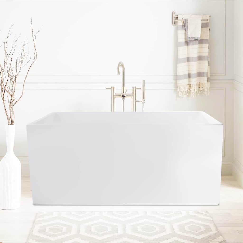 Vanity Art 47" x 29" White Acrylic Flatbottom Freestanding Bathtub