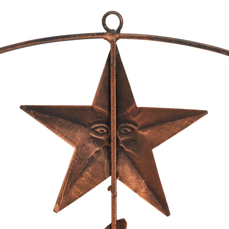 Bronze Metal Indoor Outdoor Sun and Moon Home Wall Decor with Stars - 21 x 1 x 21Round