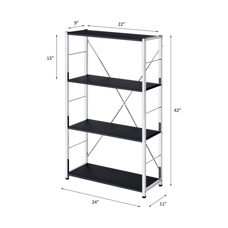 Black and Chrome Finish Bookshelf