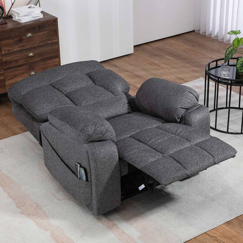 Upgraded Flagship 4-Motor Independent Control Oversized 180° Lay Flat Chenille Power Lift Recliner Chair