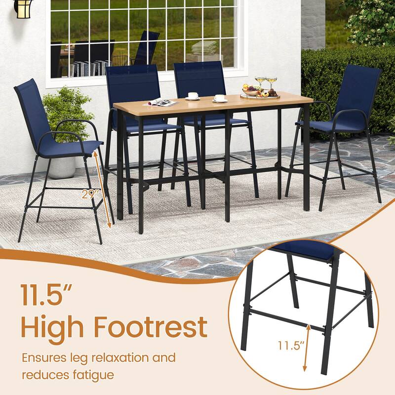 Costway 2 PCS Outdoor Bar Stools 29" Fabric Bar Height Stools with - See Details