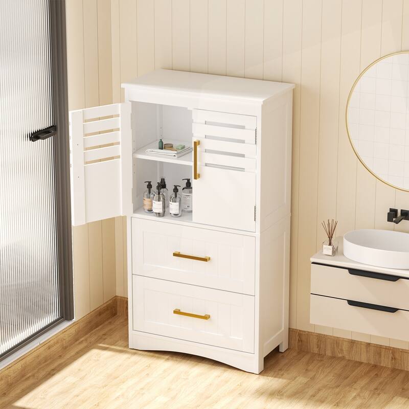 Versatile Bathroom Storage Cabinet with Multiple Compartments and Advanced Features - White - Letter