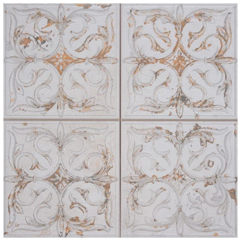 Merola Tile Antigua Lis White 13" x 13" Porcelain Wall Tile