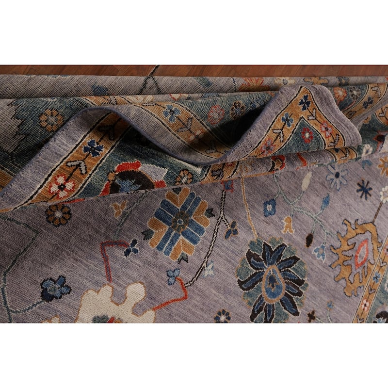 Vegetable Dye Grey Oushak Turkish Rug Hand-Knotted Wool Carpet - 8'9"x 11'9"