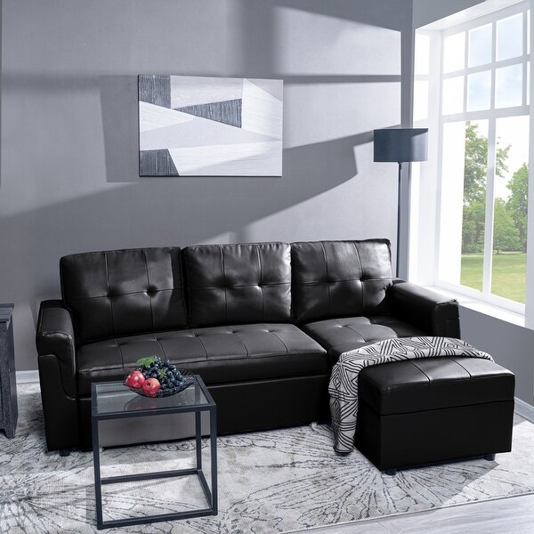 Perry Modern Reversible Sleeper Sectional Sofa with Storage