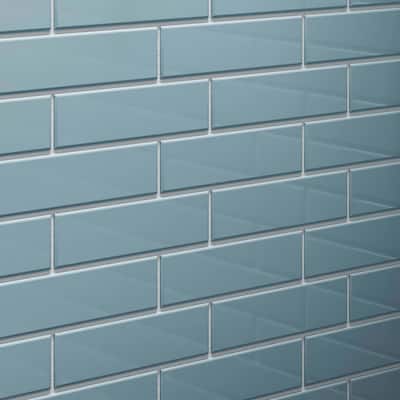 Cruz Bay Studio MKT2909 2" x 8" Glass - 2" x 8" Brick Wall Tile -