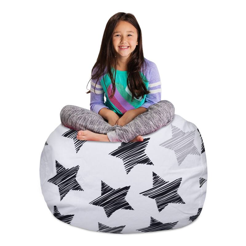 Kids Bean Bag Chair Cover Stuffed Animal Storage or Toy Organizer