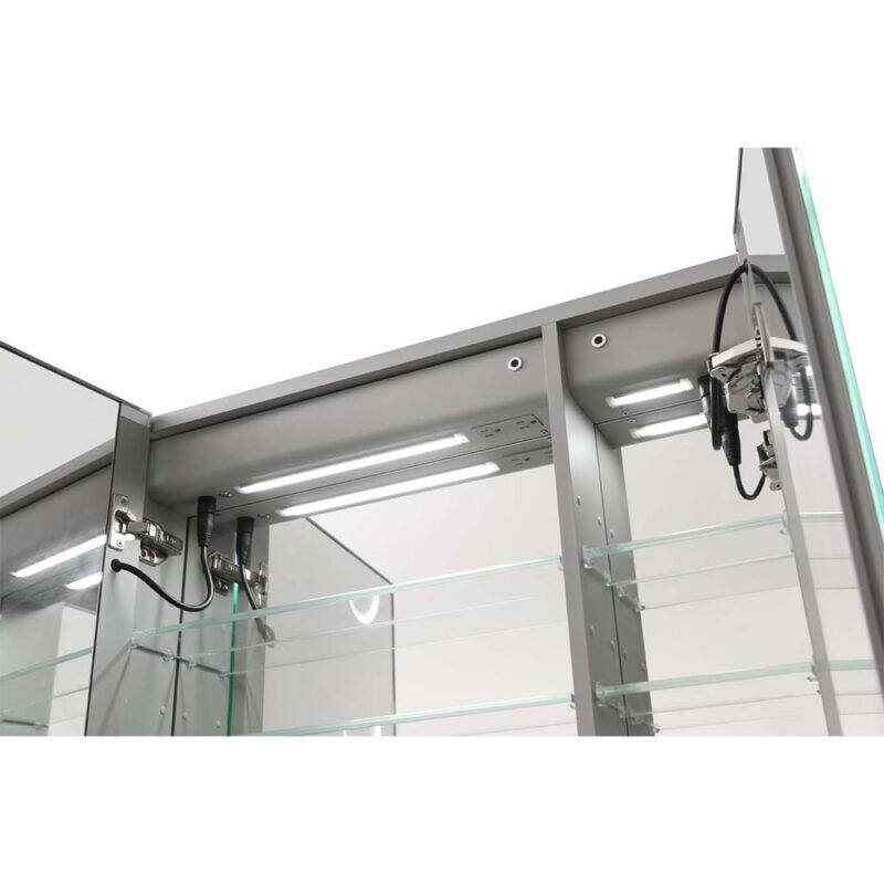 AQUADOM Royale Plus 40W Bathroom Led Lighted Medicine Cabinet Defogger, 3X LED Adjustable Magnifying Mirror, Electrical Outlets.
