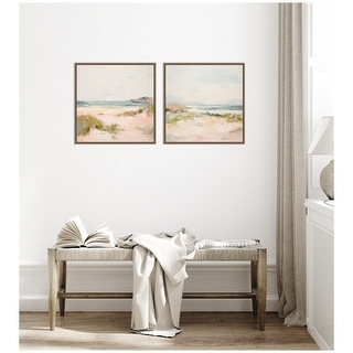 Kate and Laurel Gold Tranquil Landscape Square 2 Piece Framed Canvas Wall Art Set by Amy Lighthall