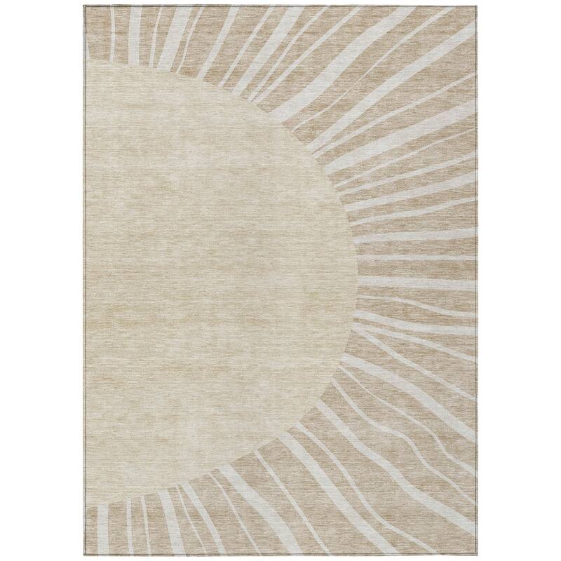 Machine Washable Indoor/ Outdoor Chantille Modern Sunburst Rug