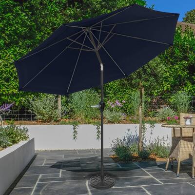 Patio Umbrella with Auto Tilt - 10FT Easy Crank Outdoor Umbrella with Vented Canopy by Pure Garden (Navy)