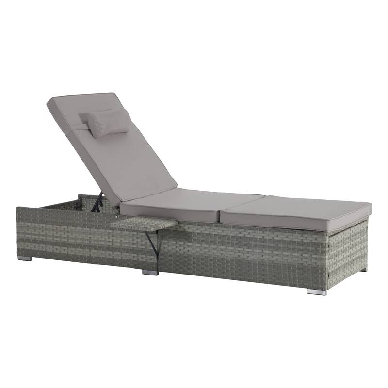 GDFStudio - Amelia Outdoor Chaise Lounge Chair Set of 2 with Adjustable Recline and Side Table for Poolside Relaxation