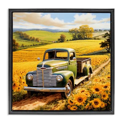 Stupell Truck Through Sunflower Field Framed Floater Canvas Wall Art Design By Heidi Kuntz