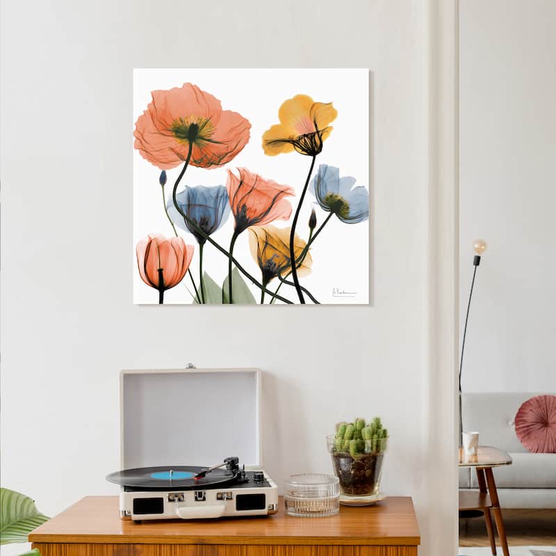 "Flowers and Ferns" Frameless Free Floating Tempered Glass Panel Graphic Wall Art