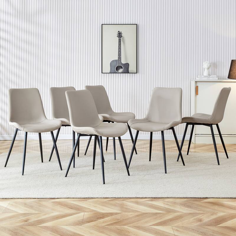 Dining Chair Set of 4, Family Dining Chair with Leather Backrest, Comfortable Kitchen Dining Chair with Extra Wide Cushion