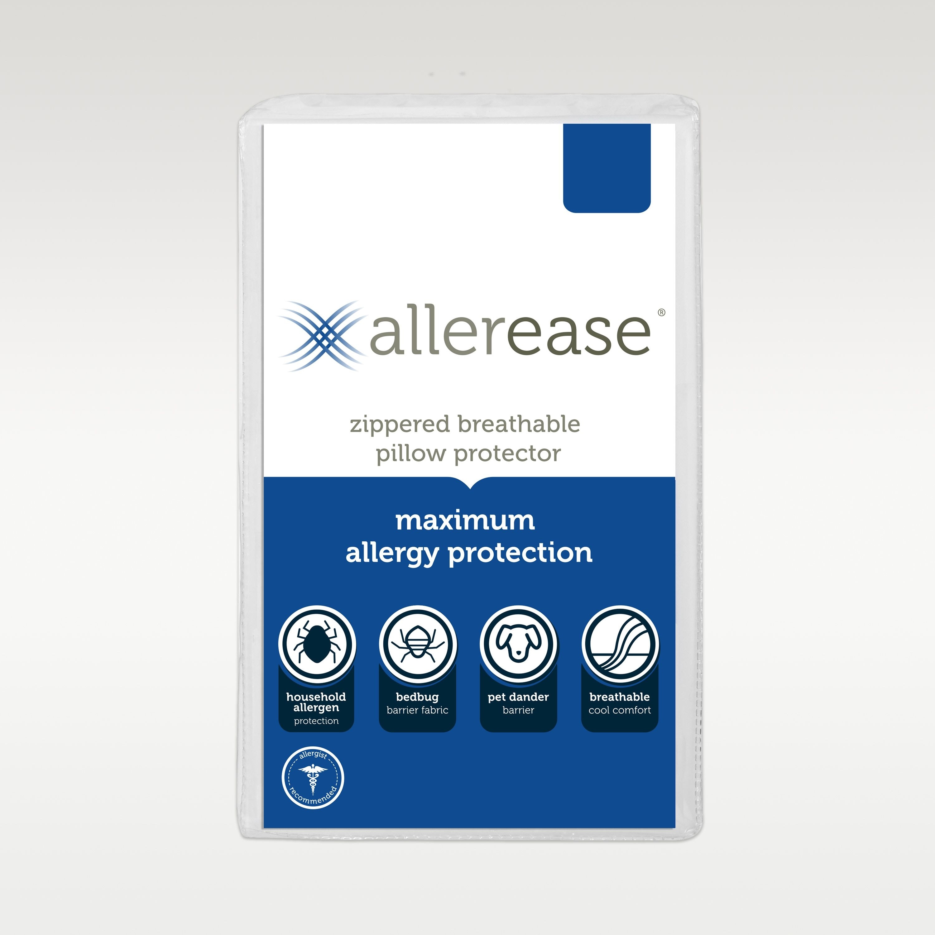 AllerEase Maximum Allergy Bedbug Zippered Pillow Protector Bed