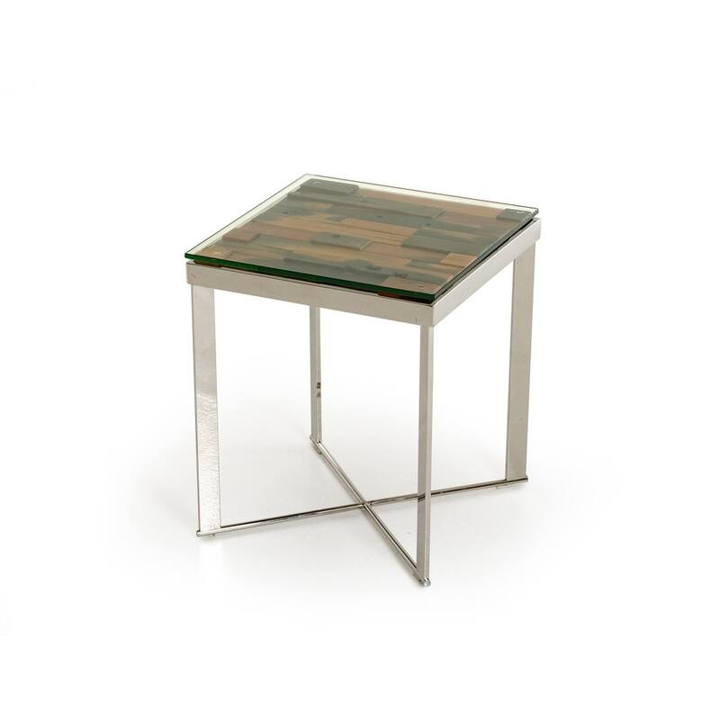 Modrest Santiago Modern Rectangular Wood Mosaic End Table