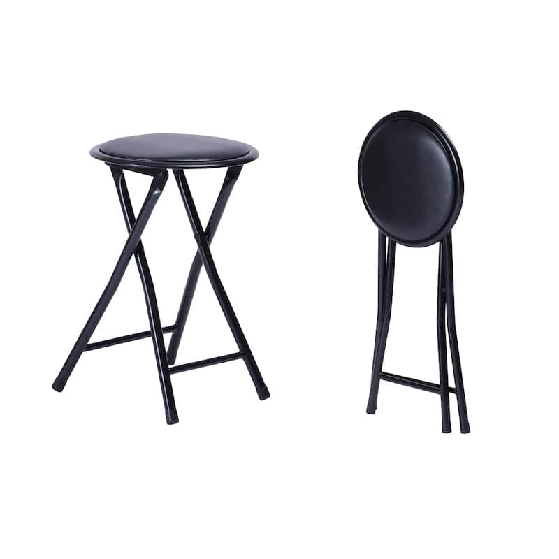 Homy Casa Set 2/4 Black Metal Folding Stools Portable Home & Events