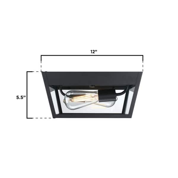 dimension image slide 1 of 2, Westinghouse Lighting Peterson 12 Inch, Two Light Outdoor Flush Mount Ceiling Fixture
