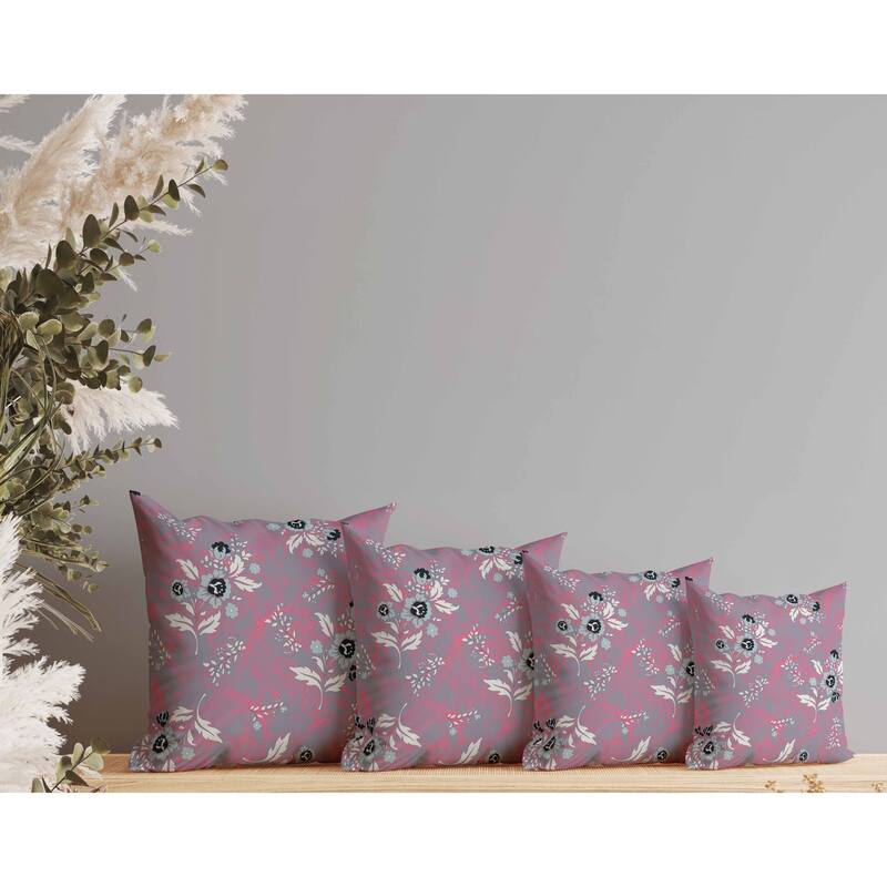 Meadow Strokes Faux Suede Reversible Throw Pillow Violet and Pink