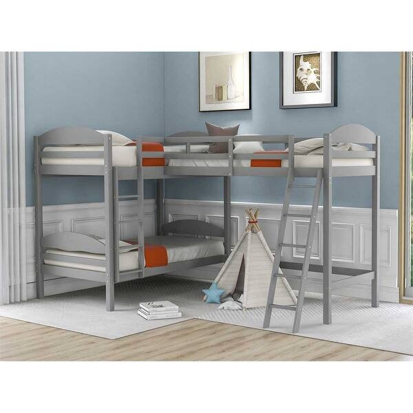 Shop Merax Twin Size L Shaped Triple Bunk Bed Wood Loft Bed On Sale Overstock 31825455