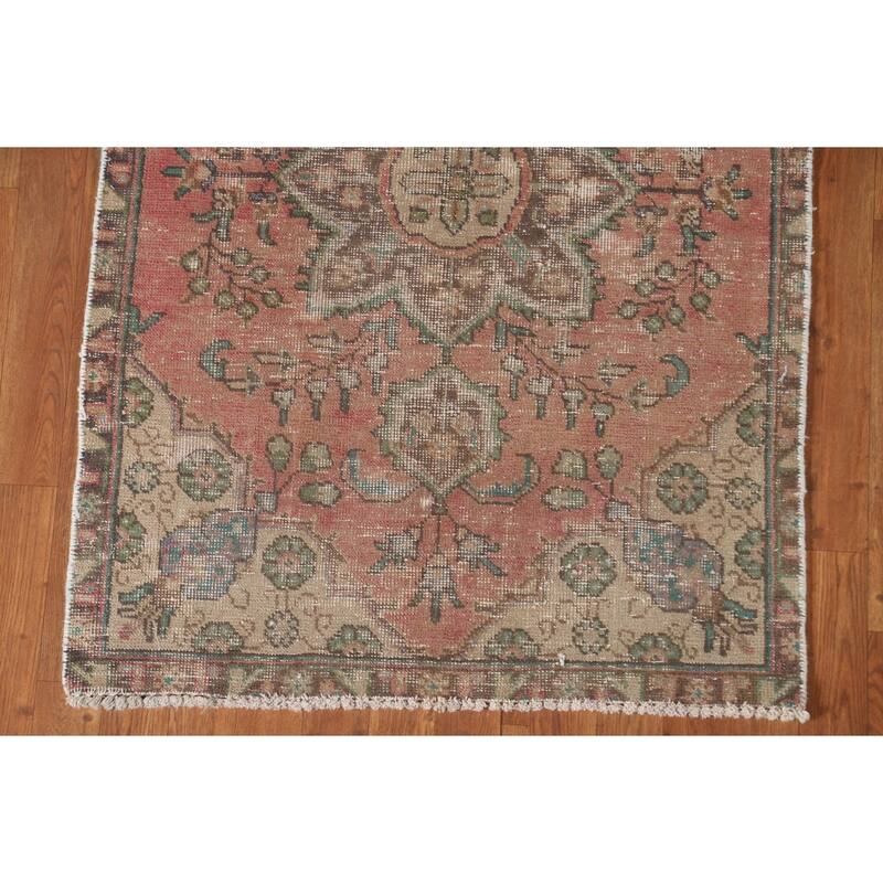Distressed Tabriz Persian Accent Rug Handmade Wool Carpet - 3'1"x 4'7"
