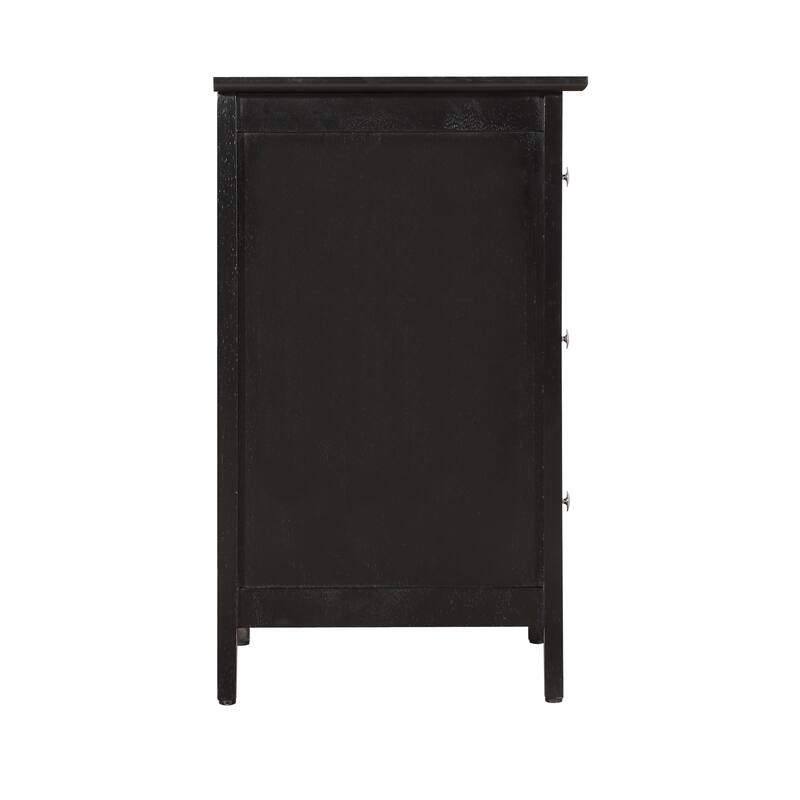 Black Nightstand 25x19x15 Transitional Bedside Table with Three Storage Drawers, Durable Build and Sleek Modern Finish