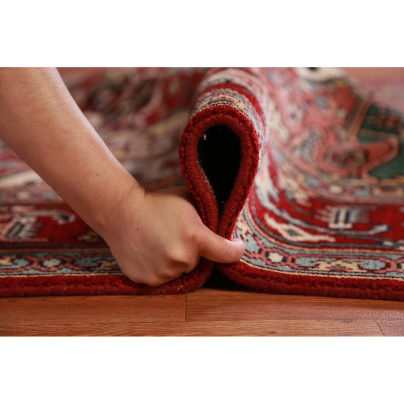 Hand Knotted Oriental 100% Wool Carpet Traditional Medallion Beige & Ivories Heriz (serapi) Area Rug - 10' 1'' X 7' 11''