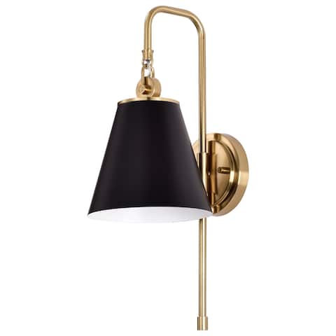 Dover 1 Light Wall Sconce Black with Vintage Brass