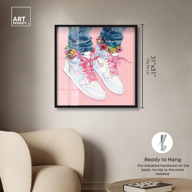 Blush Floral Bloom Sneakers Shadowbox by Art Remedy