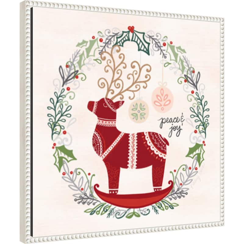 Hygge Christmas II by Noonday Design (22 x 22 in.), Framed Canvas Wall Art Print - Sylvie Beaded White