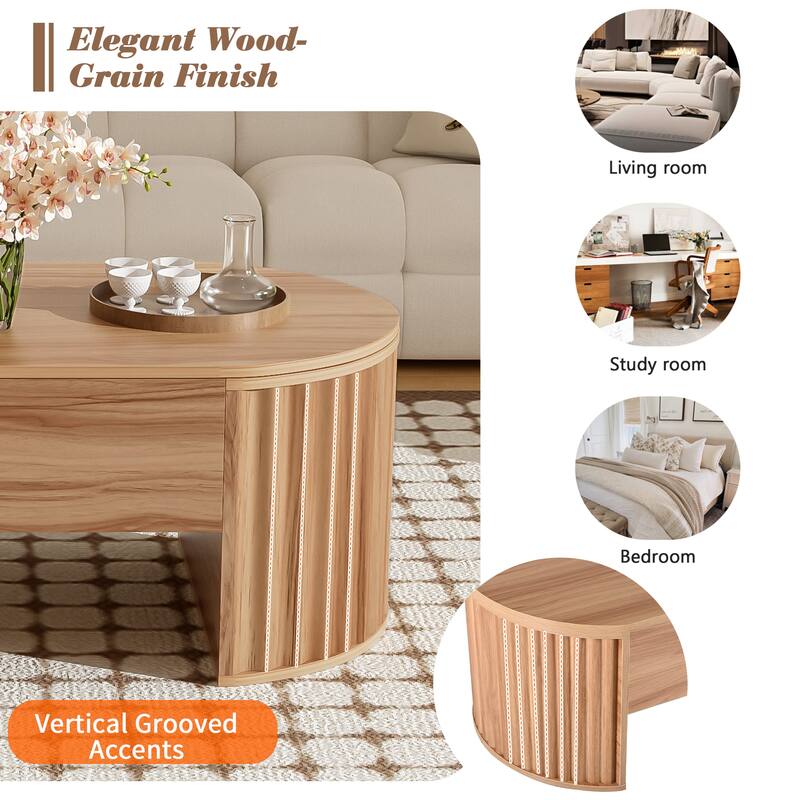 Modern Lift Coffee Table Oval Coffee Table with Hidden Compartments and Lift Tabletop, for Living Room