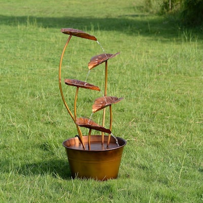5-Tier Cascading Leaves Outdoor Garden Water Fountain - 37.75"