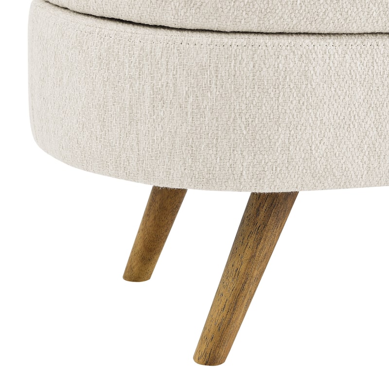 HomeRoots 44" Beige and Brown Linen Upholstered Storage Bench with Flip Top - 43.5' X '16' X '16
